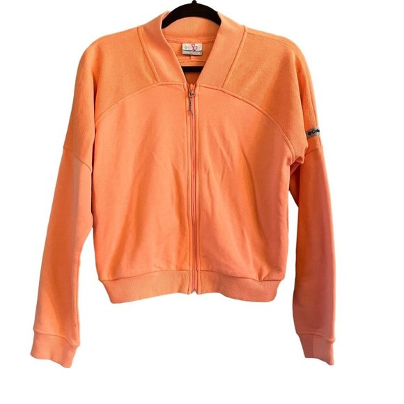 Columbia Jackets & Blazers - Columbia Womens Logo Knit Jacket Full Zip Orange Size M Cotton Blend